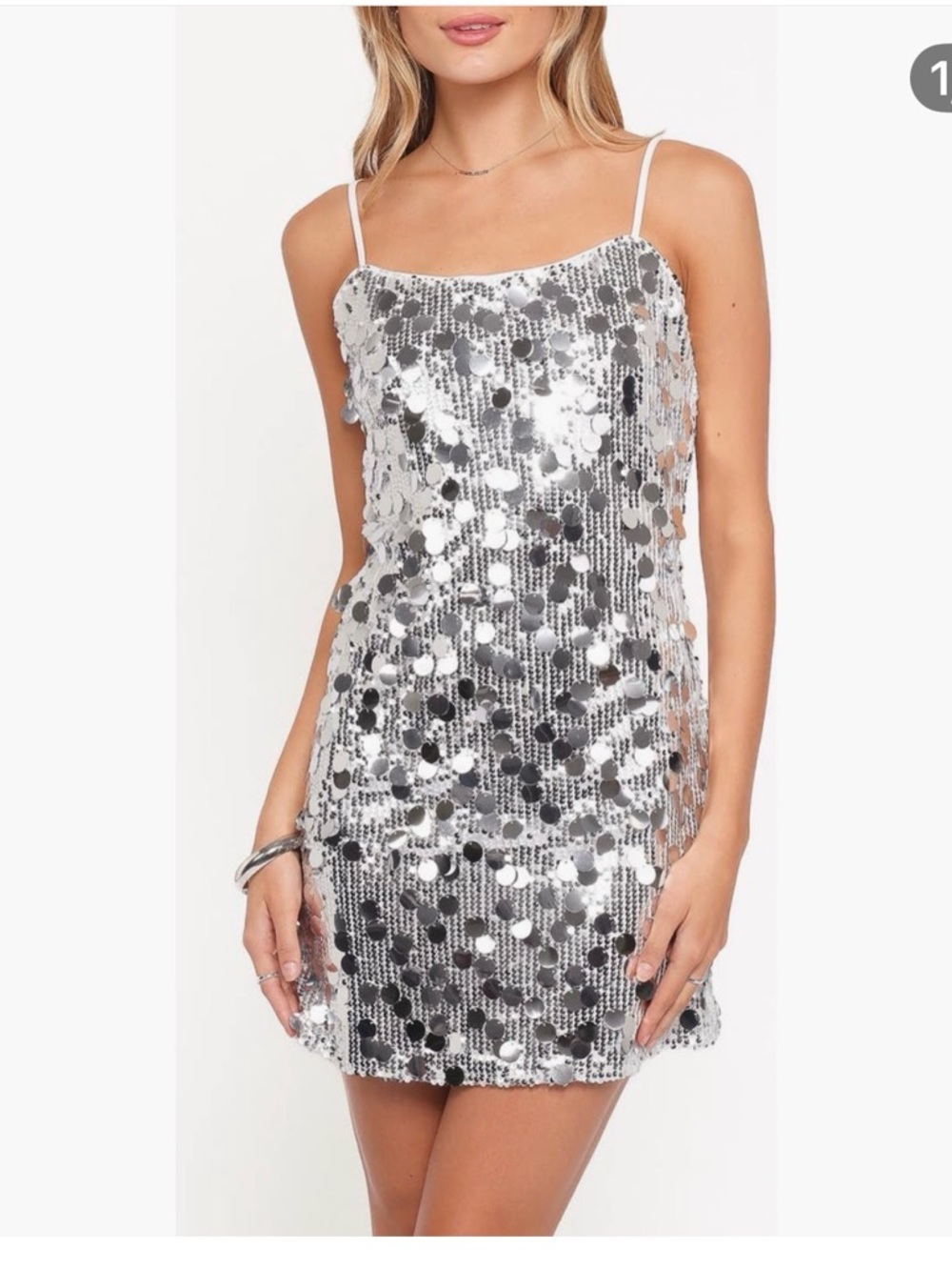 Petal & Pup Silver Sequin Mini Dress